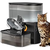 Wireless Cat Water Fountain No Filters, Wastewater Separation, FEELNEEDY Stainless Steel Bowl, 3.5L Pet Water Fountain for Cats & Dogs Dispenser, Black