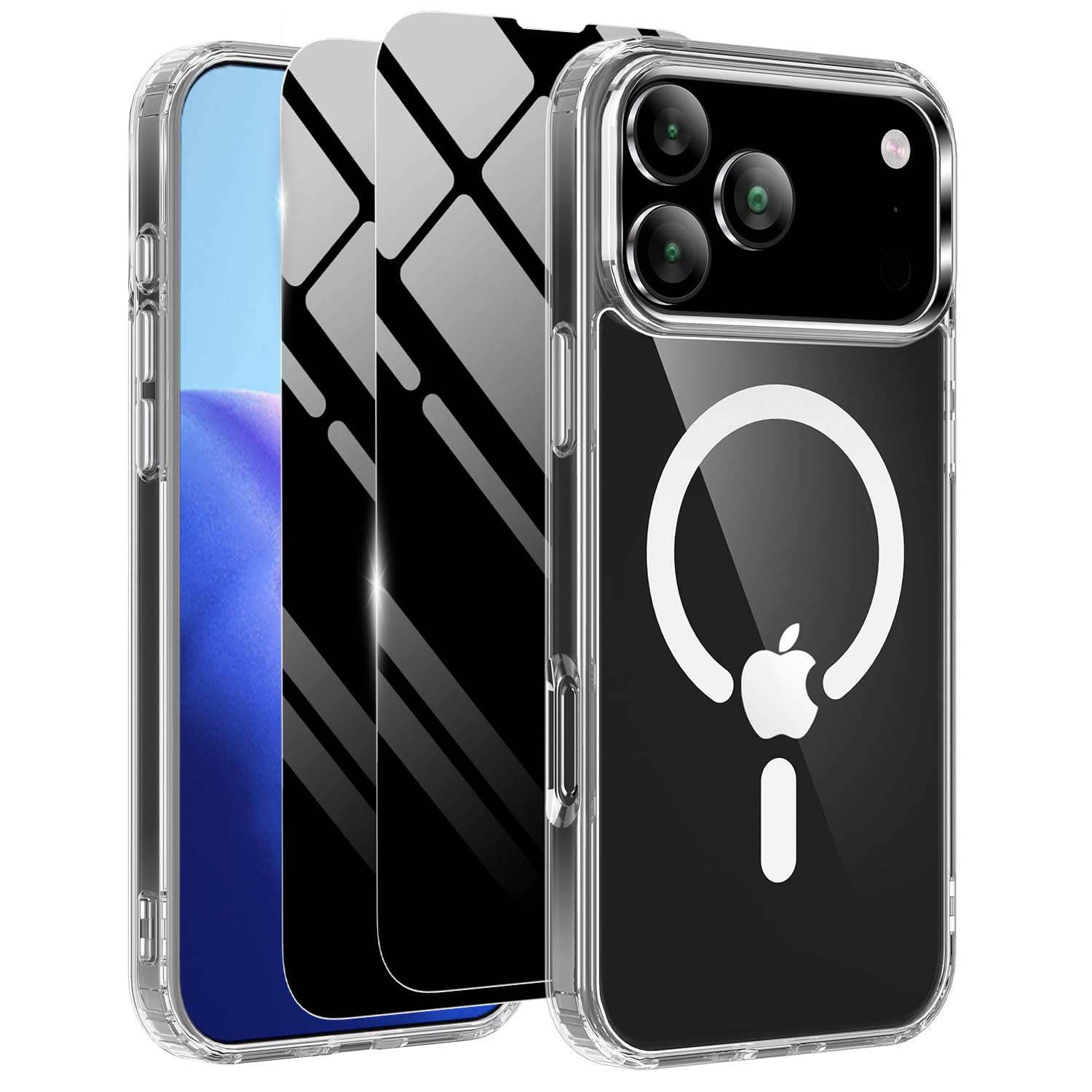 Photo 1 of Haiseire Magnetic Case for iPhone 17 Pro Max with 2 Privacy Screen Protector [Compatible with MagSafe],Non-Yellowing Shockproof Protective Phone Case for iPhone 17 ProMax,Transparent