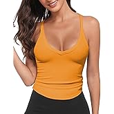 Workout Tank Tops for Women V Neck Racerback Tank Tops Ribbed Knit Camisole Top Slim Fit Basic Yoga Sleeveless Tops