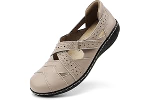 Irrefour Women's Classic Genuine Leather Casual Loafer Cute Slip-On Fashion Closed Toe Flat Sandal Comfy Work Sandal Everyday Walking Shoe