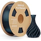 DEEPLEE Galaxy PLA 3D Printer Filament 1.75mm 1kg, Sparkle Black Glitter PLA, Dimensional Accuracy +/-0.02mm, Colorful Twinkling Shiny 3D Printing Filament