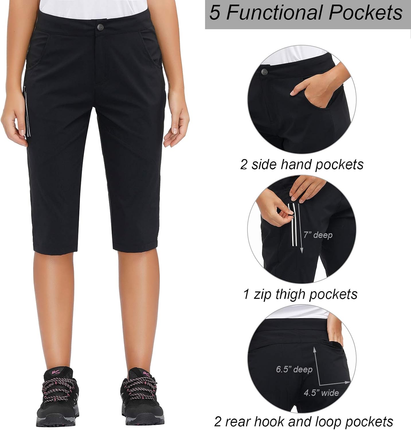 Libin Women's Hiking Shorts Quick Dry Stretch Camping/Golf Shorts Lightweight with Zippered Pockets: Clothing