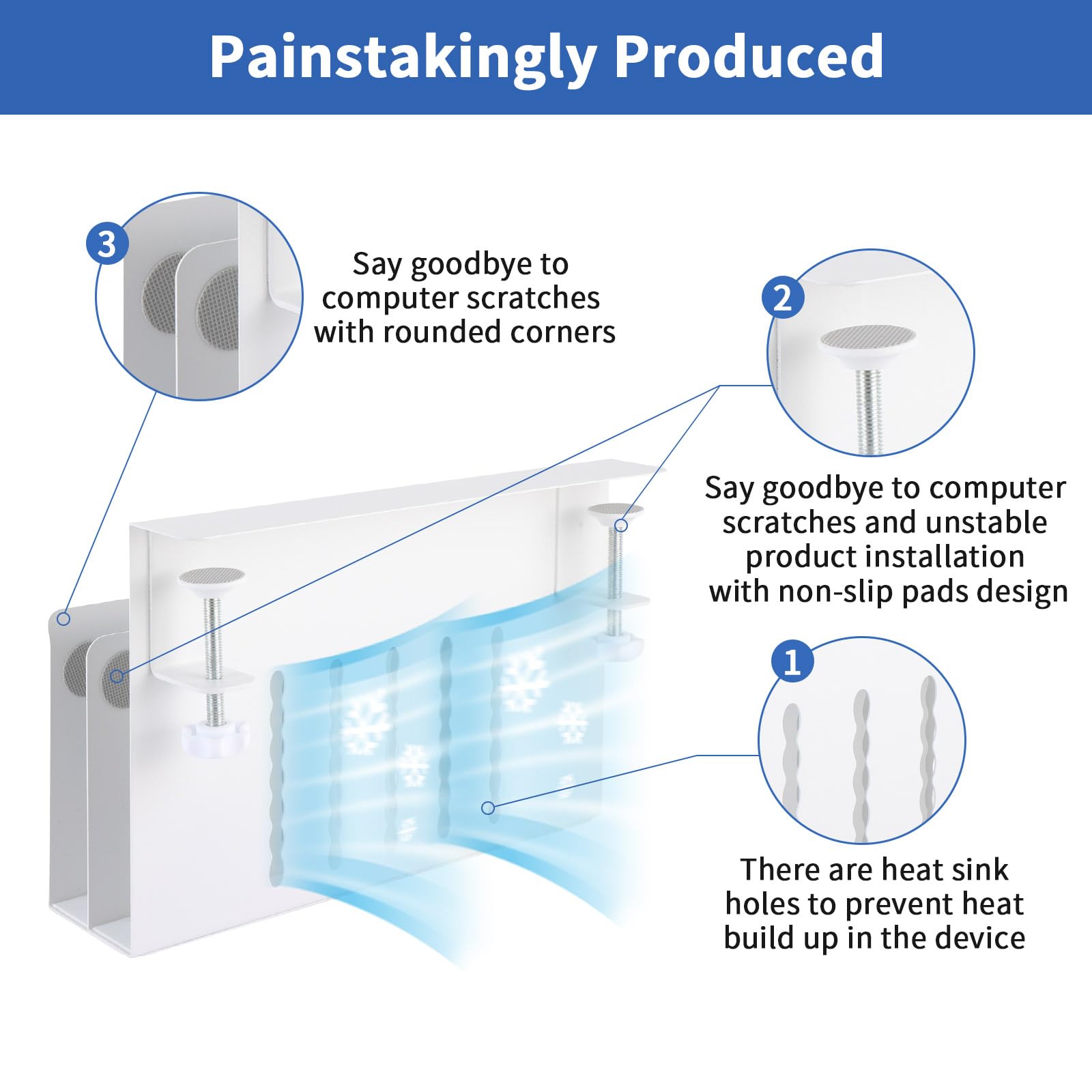 LUKETURE Desk Side Storage, 2 Tier Steel Hanging Organizer, No Drill Side Desk Organizer, Laptop Holder, with Pen Holder, Hanging Table Storage for Office Home, Fits Flat Edge Tables 0.3\