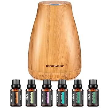 Amazon Com Innogear Essential Oil Diffuser With Oils 150ml Aromatherapy Diffuser With 6 Essential Oils Set Aroma Cool Mist Humidifier Gift Set Yellow Beauty