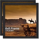 8x8 Picture Frame Set of 2 Black Light Weight Tabletop and Wall Mount | 8 x 8 Inch Black Wood-grain Engineered Wood Material Frame for 8by8 Square Photo Poster - 2 Packs/Black/8x8