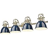 Duncan 4-Light Bath Vanity in Aged Brass with Matte Navy