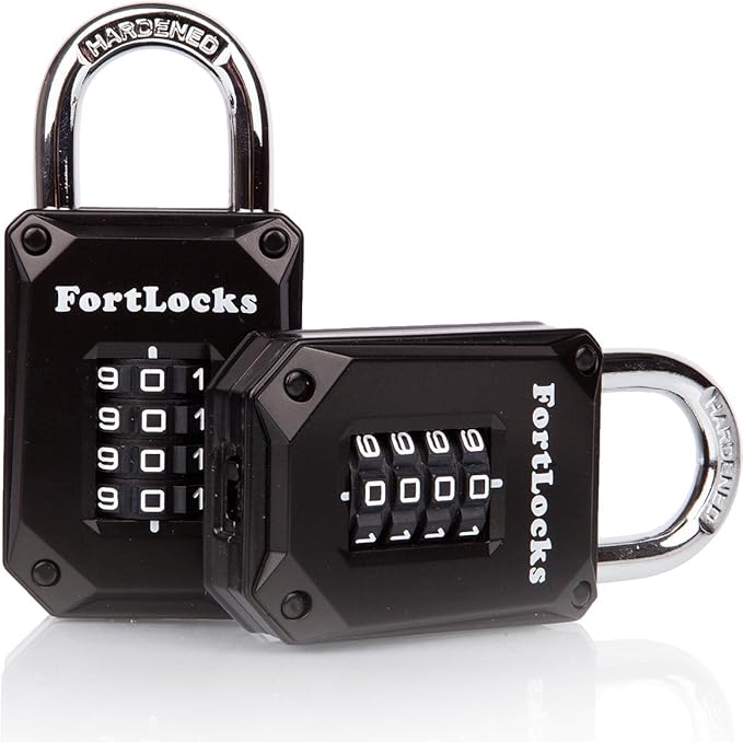 2 Pack FortLocks Gym Locker Lock 4 Digit, Heavy Duty, Hardened