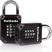 2 Pack FortLocks Gym Locker Lock - 4 Digit, Heavy Duty, Hardened ...