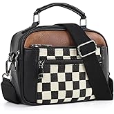 Checkered Crossbody Bags for Women Plaid Womens Cross Body Purses Checkerboard Leather Shoulder Bag Handbags