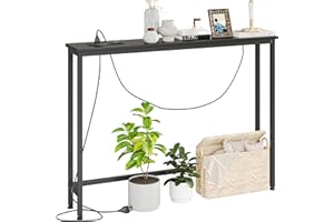 Vermess Sofa Table with Power Outlets for Entryway, 39 inch Long Behind Couch Table with Metal Frame and 6.5’ Extension Cord 