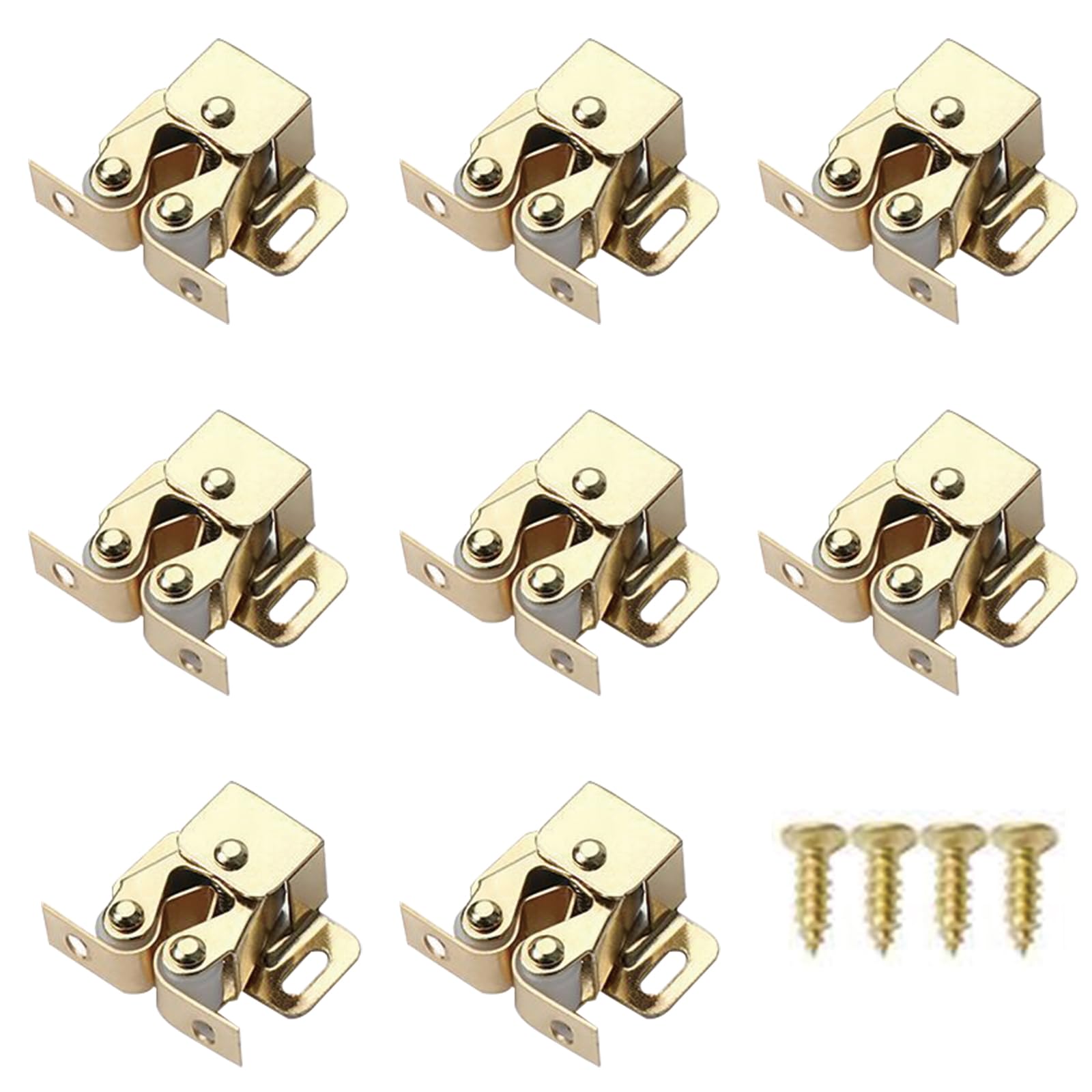 8 Pcs Closet Catches, Metal Door Latches for Cabinet Wardrobe Cupboard, Golden
