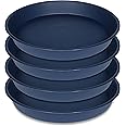 Bleuhome 4 Pack of 18 19 inch Plant Saucer Drip Tray (16.6 inch Base), Heavy Duty Deep Plant Saucers for Pots, Plastic Flower Planter Water Trays for Indoors Outdoor (19", Blue)