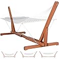 SUNCREAT Adjustable 12-14 ft Wooden Hammock Stand, Outdoor Larch Wood Hammock Stand Only, 475 lbs Capacity