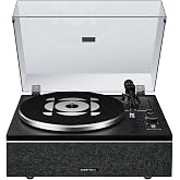 Qlearsoul ONE-S Vinyl Record Player with Bluetooth Input/Output | All-in-One Vintage Turntable Built in Speakers, Phono Preamp &amp; DSP, AT-3600L Cartridge, 33/45 RPM (Black)