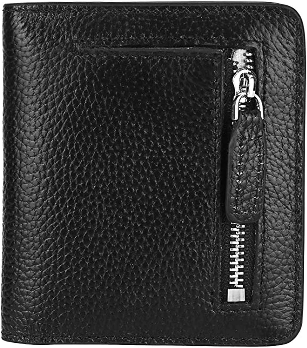 JEEBURYEE Women's Genuine Leather Wallet Small Coin Purse Credit Card Holder RFID Blocking Wallet Companion, Black, Petit