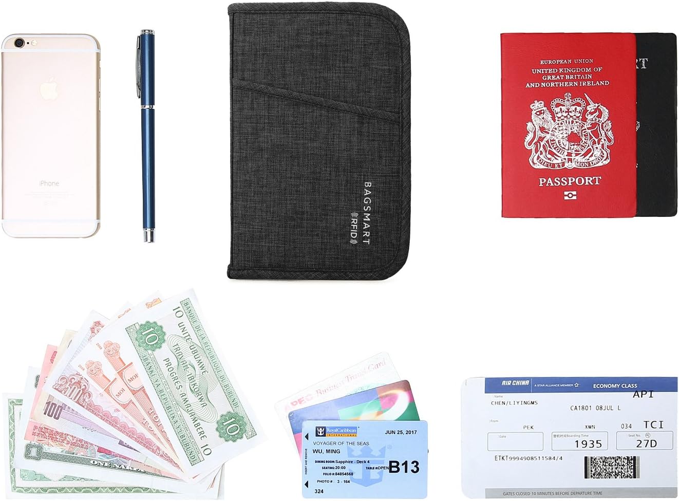  | BAGSMART Travel RFID Blocking Wallet Passport Holder Cover Document Organizer for Men and Women | Passport Wallets