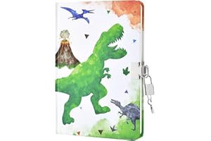 WERNNSAI Diary with Lock for Boys, Watercolor Dinosaur Luminous Diary Boy for Tweens & Teens, Journal with Lock and Keys for 