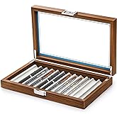 Yesland Black Walnut Wood Pen Display Box, 12 Slot Fountain Pen Organizer Box with Clear Glass Window, Luxury Pen Collection Case for Shop, Home, Father's Day