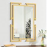 Autdot Large Decorative Wall Mirror, 24"x36" Gold Mirror for Bedroom, Tempered Mirror Wall Decor with Metal Frame for Living Room, Modern Farmhouse Mirror, Horizontal/Vertical