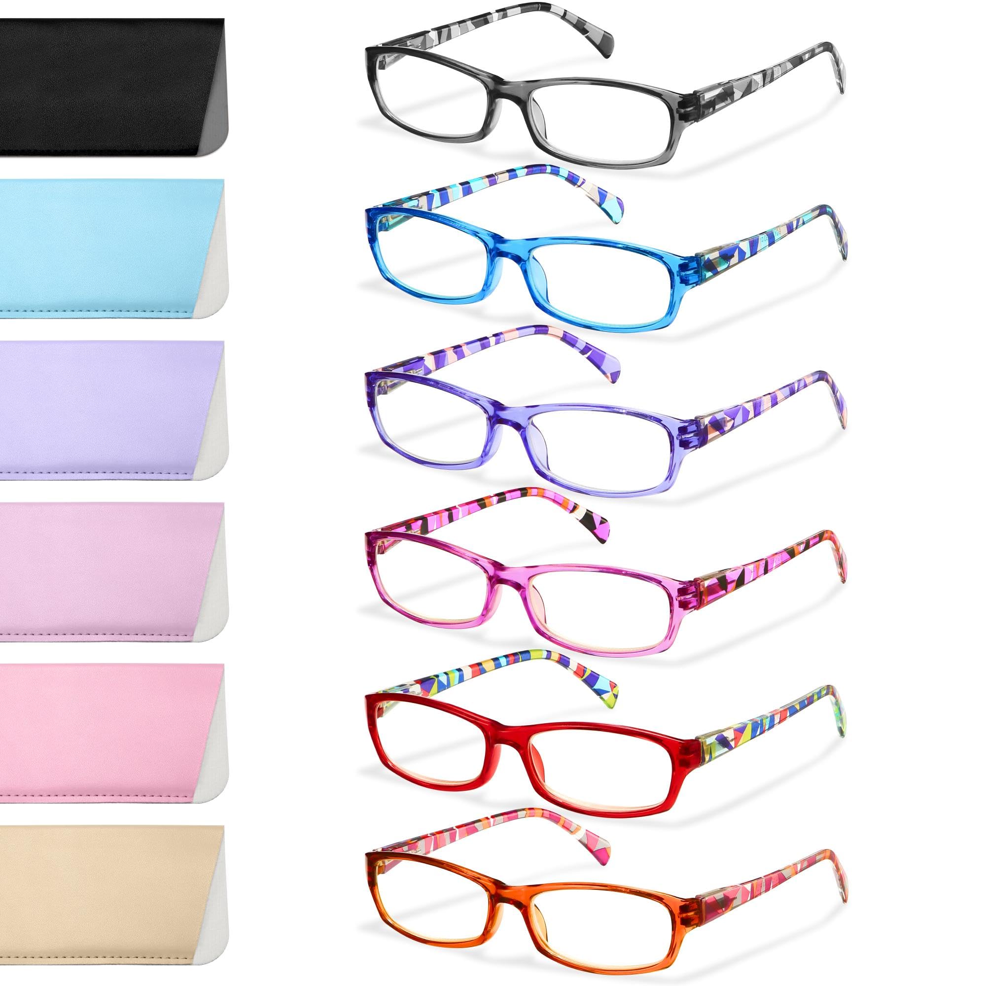 Photo 1 of Gaoye Reading Glasses for Women, 6 pack Fashion Readers for Women Men Spring Hinge Eye Glasses, Blue Light Reading Glasses