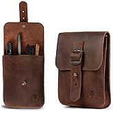 Valhalla Gear, Holster Pouch Handmade from Full Grain Leather - Durable Waist Bag for Coins, Change, Headphones, Personal Items - Conveniently Attaches to Belt - Bourbon Brown