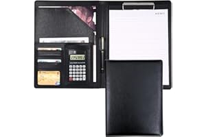AALGO Leather Folder Portfolio,Legal Pad Holder,Portfolio Binder,Leather Clipboard for Business School Office Conference (Black)