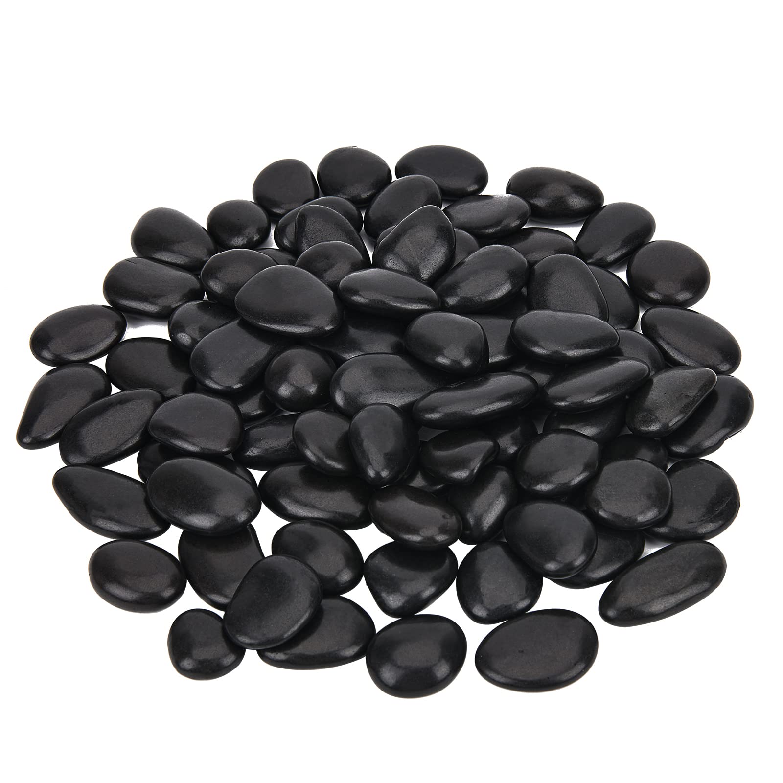 Hisredsun 3.96 lb Black Polished Stones Natural River Pebbles Gravel for Aquarium, Flowerpot, Landscaping, Vase Fillers and Garden Decoration