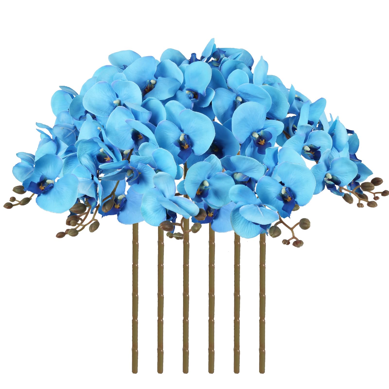 ICBOX Blue Orchids Artificial Flowers 6 PCS Fake