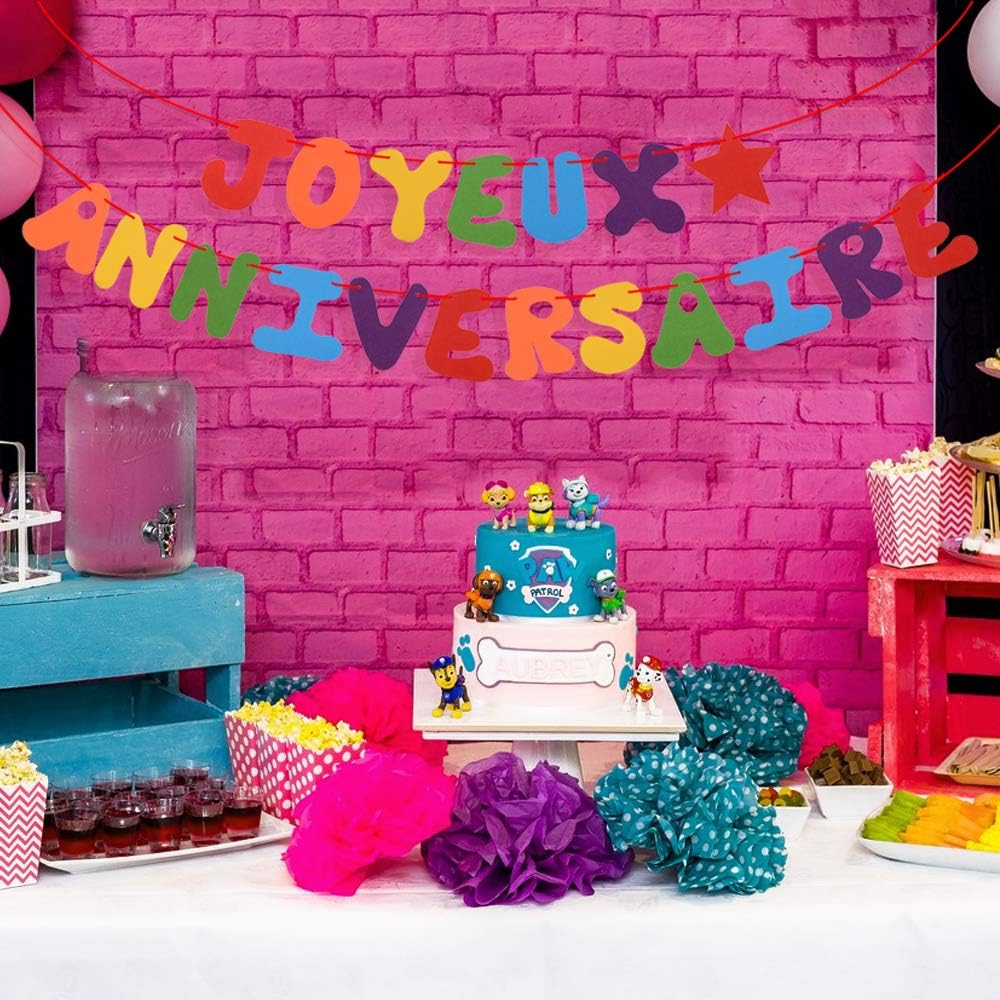 Vinfutur Joyeux Anniversaire Banniere En Feutre Guirlande Happy Birthday Banner Decorations De Fete Danniversaires Party Pour Enfants Adultes Bannieres Decorations Et Accessoires De Fetes