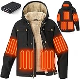 Glaais Heated Jackets for Men with 12V 18400mAh Battery Pack Included, Mens Heated Jacket Rechargeable with Sherpa Lining