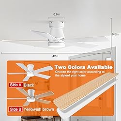 Ceiling Fans with Lights, 42 inch Low Profile