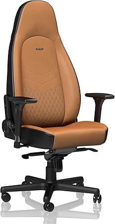 Noblechairs Icon Chaise De Gaming Chaise De Bureau Cuir Veritable Cognac Noir Amazon Fr Informatique