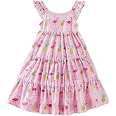 Vieille Toddler Girls Summer Dress Ruffle Sleeveless Casual Beach Sundress Tiered Swing Princess Dress for 2-8 Years