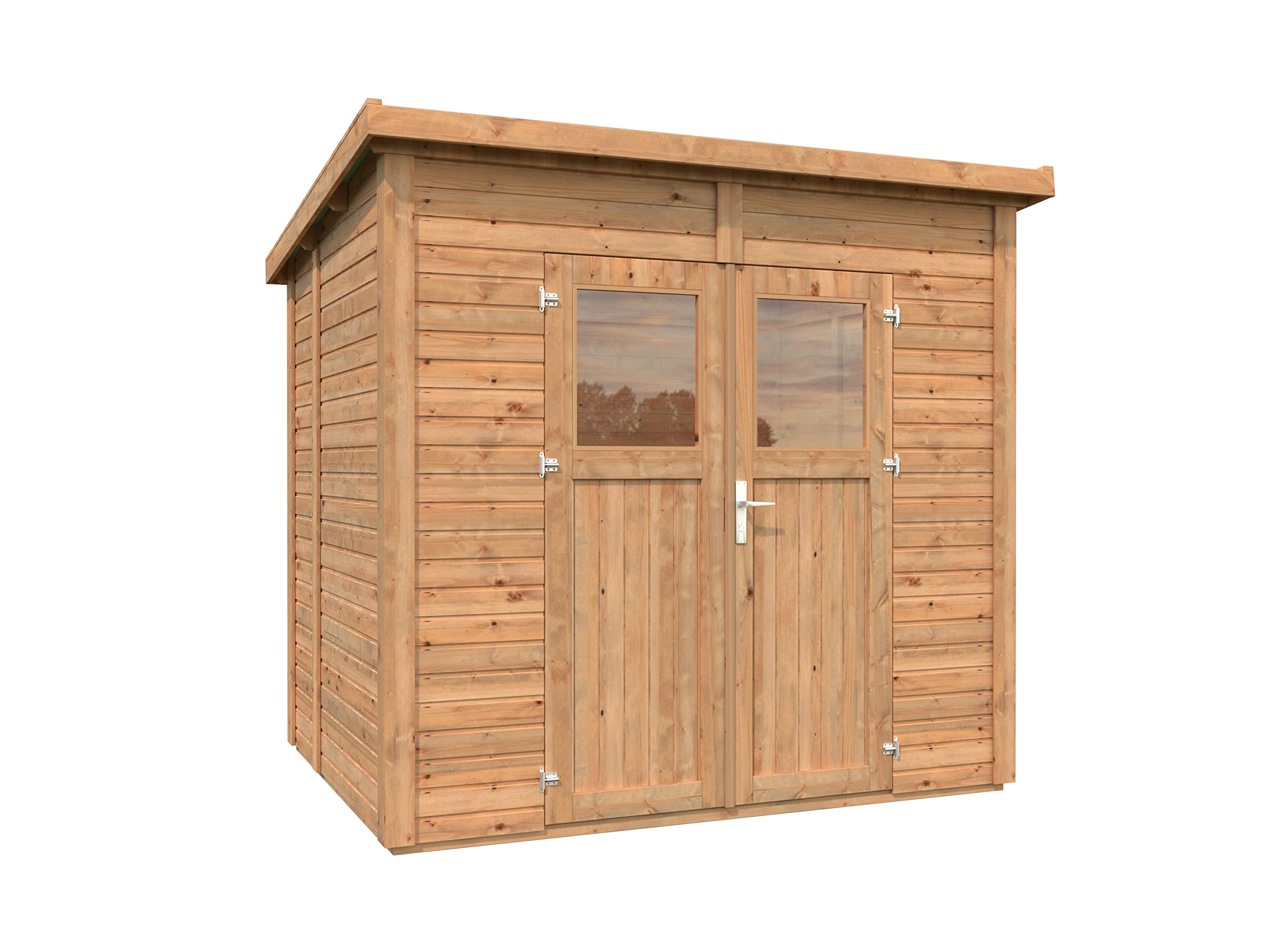 Photo 1 of Leisure Season Urbano Lean to Shed Kit - Modern Weatherproof Outdoor Storage Shed with Floor, Doors, Plexiglass Windows, Pent Roof - Nordic Spruce Wood Shed Kit - Medium Brown, 8'x6' (URB8X69135)