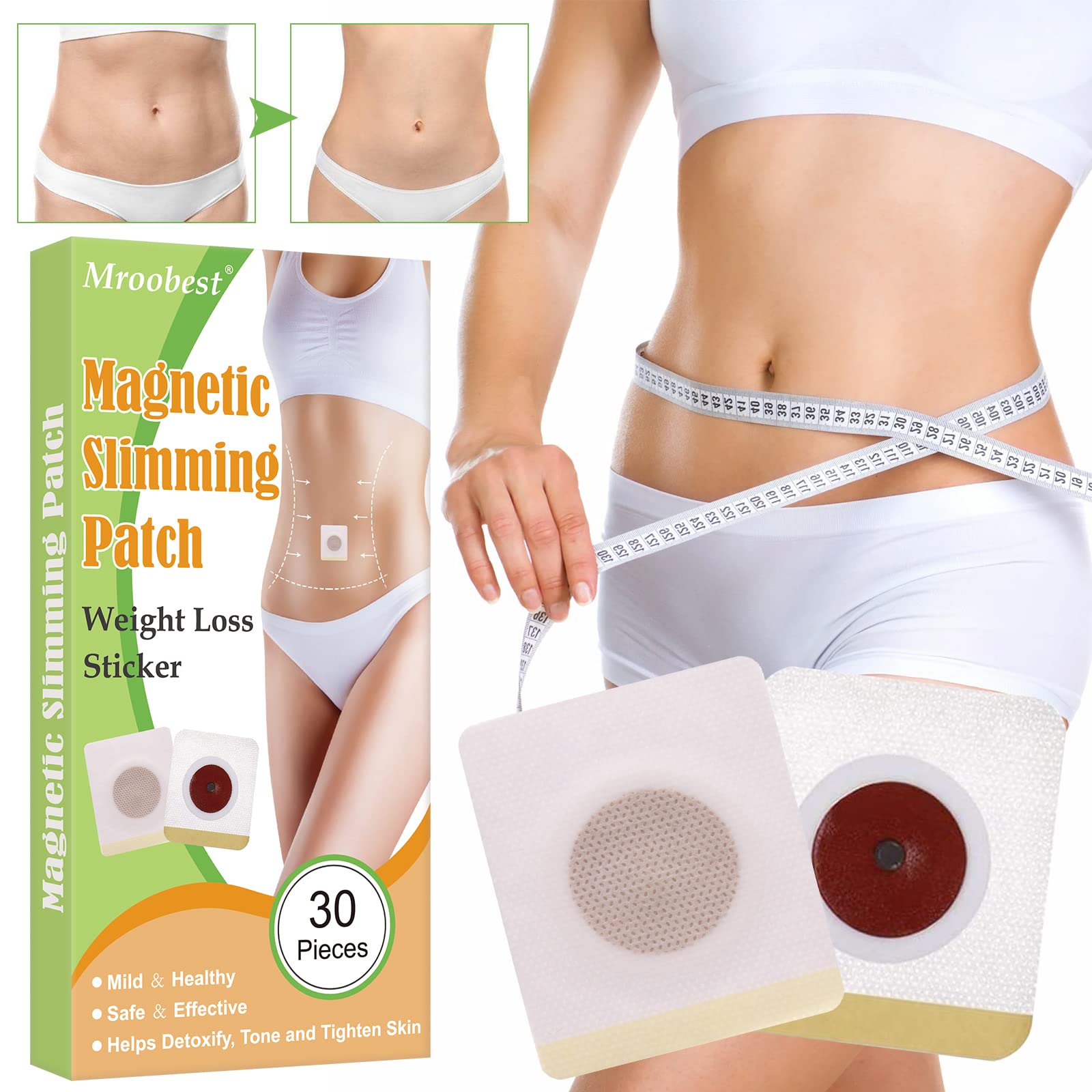 Slimming Patches(30Pcs), Weight Loss Stickers, Herbal Slimming Tummy Pellet & Patch, Belly Fat Burner, Tighten Slimming Wonder Patch, Waist Abdominal Fat Away, Quick Slimming and Shaping