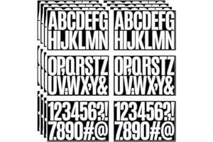 JIEPUXITER 24 Sheets 384 Pcs Vinyl Letter Stickers,3 inch Self-Adhesive Alphabet Numbers Stickers Waterproof Mailbox Numbers Sticker letters for Mailboxes, Window, Door,Signs,Cars,Boats, Business, Address Number
