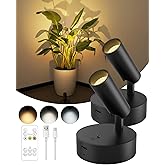 GOODEA Spotlights Indoor with Remote, 3000mAh Rechargeable Battery Plant Spotlight Indoor, Wireless Uplighting with 3 Colors 