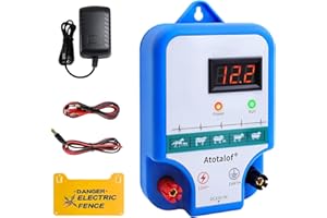 ATOTALOF Electric Fence Charger for Livestock - 10 Miles 3 Joule Output Multi Power Electric Fence Controller Livestock Electric Fence Kit