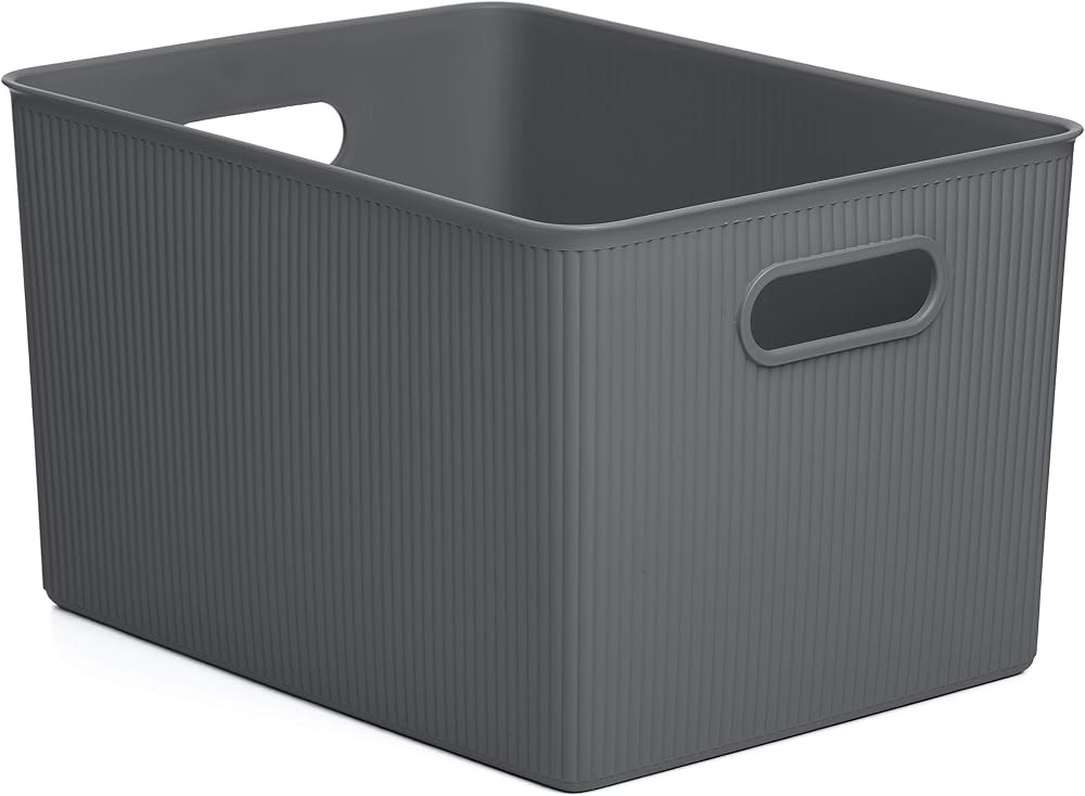 TATAY 22 L Plastic Storage Basket Baobab Grey with Integrated Handles