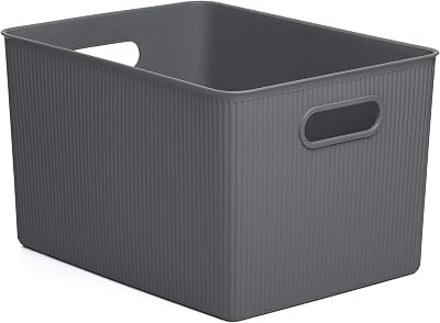 TATAY 22 L Plastic Storage Basket Baobab Grey with Integrated Handles
