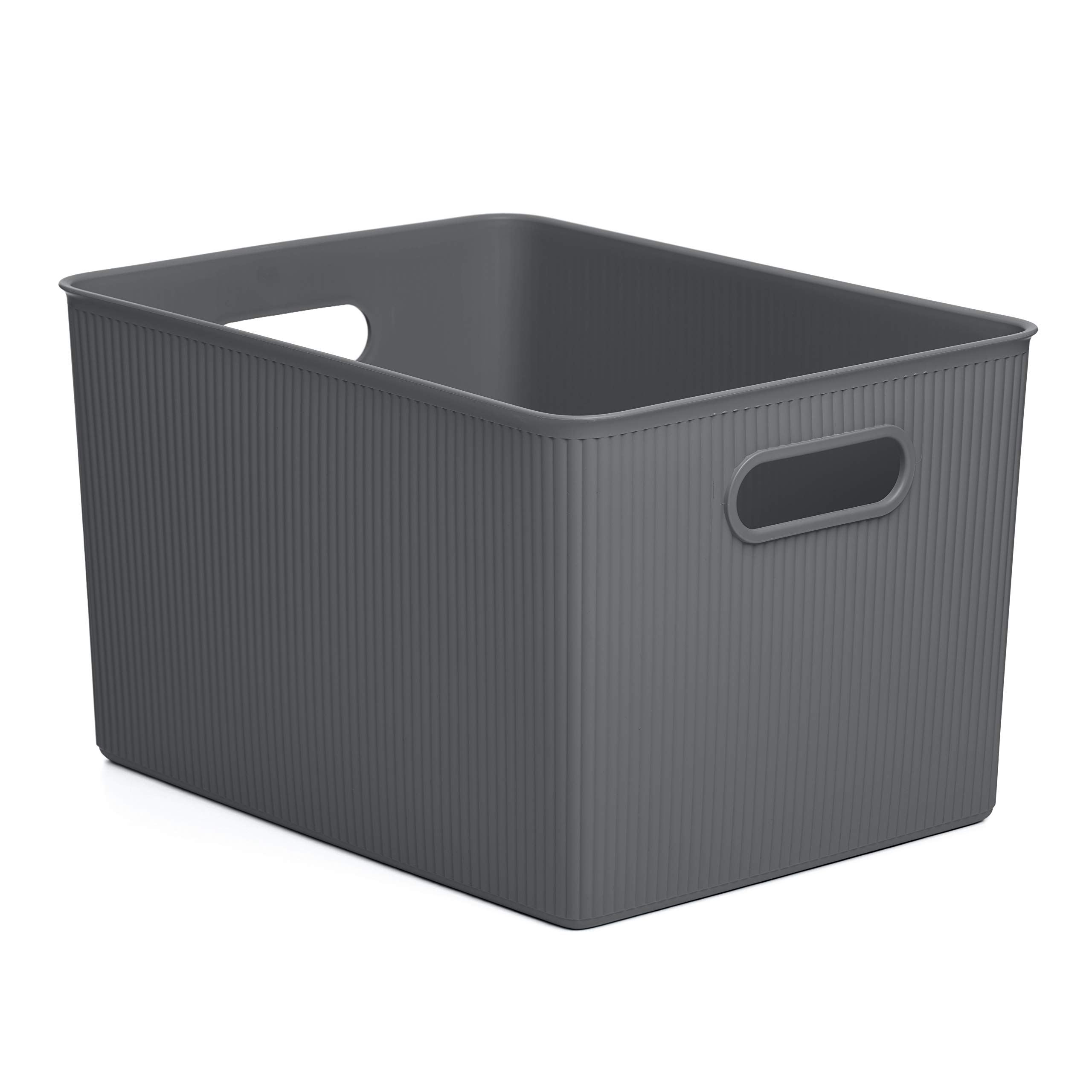 TATAY Plastic Storage Basket 22 L Baobab | Organizer Box | Integrated Handles | Compact and Versatile Design | BPA-Free Plastic | 29.4 x 38.5 x 23 cm, Grey