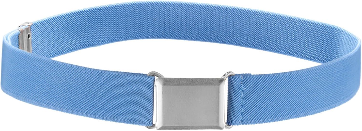Kids Elastic Adjustable Strech Belt With Silver Square Buckle Light Blue Amazon.co.uk Clothing