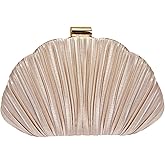 Milumia Women's Metallic Shell Clutch Purse Cocktail Wedding Guest Evening Handbags with Chain Strap