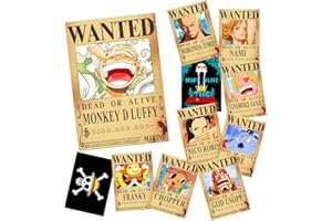 TYZZHOA FIDRTH 11 PCS Anime [OP] Wanted Bounty Posters 11×15 IN, Nika Luffy 3 billion Updated Bounty Edition, 10 Straw Hat Pirates Crew Zoro, Sanji, 1 PC [OP] Flag