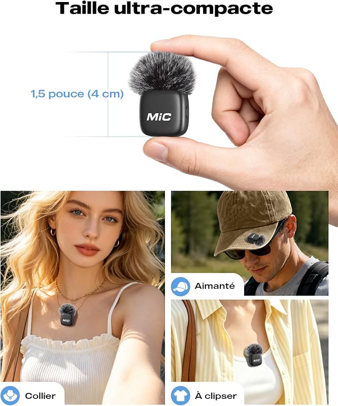 Micro Cravate sans Fil – Plug & Play,Parfait pour TikTok & Vlogs