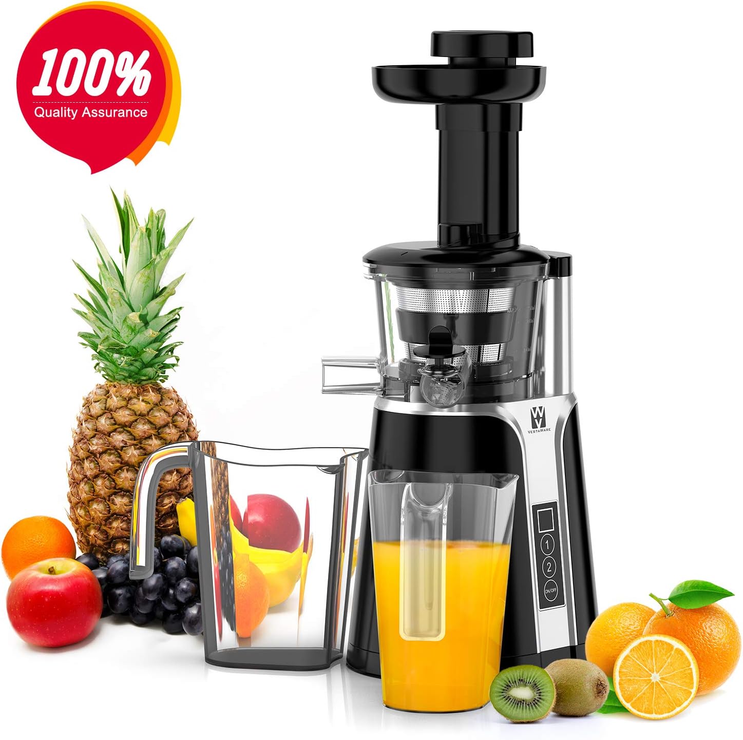 Juicer Machines, Vestaware Cold Press Slow Juicer with Two Speed Modes, Masticating
