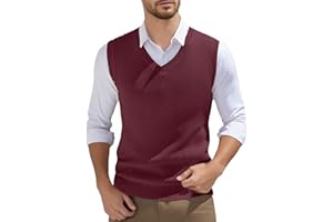 Men's V-Neck Knitted Sweater Vest Sleeveless Spring Summer Lightweight Comfortable Casual Wear