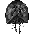 OLESILK Silk Bonnet for Sleeping Women: 100% Mulberry 22 Momme Silk, Adjustable Fit for Night Hair Care, No Frizz for Curls, Black