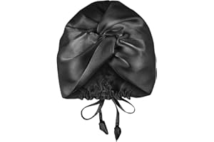 OLESILK 22 Momme Silk Hair Bonnet for Sleeping, 100% Mulberry Silk Hair Wrap for Curly Hair, Night Sleep Cap for Women, Black