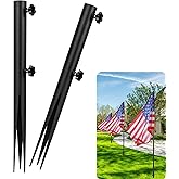 KSWLOR Flag Pole Ground Stake, Heavy Duty Flag Pole Holder, Outdoor Light Stakes for Torch Stand, Ground Outdoor Banner Stakes Fits Poles with 1 Inch, for Garden Lawn
